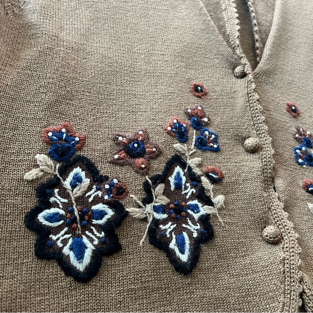 Vintage Koret Floral Embroidered Knit Sweater Vest - Picture 5 of 14